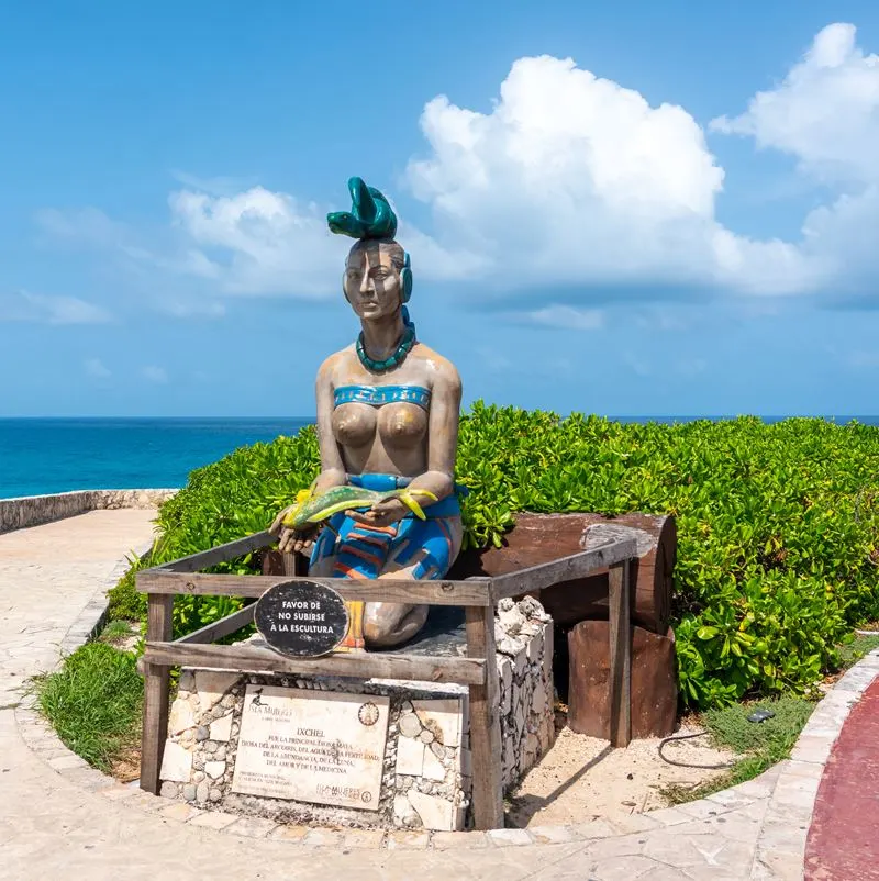 Statue of the Mayan goddess ixchel in Isla Mujeres