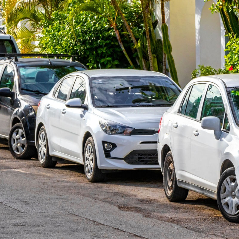 small taxis waiting to pick up travelers in cancun 