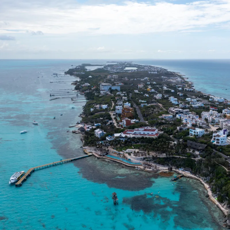 aerial view of Isla Mujeres beaches