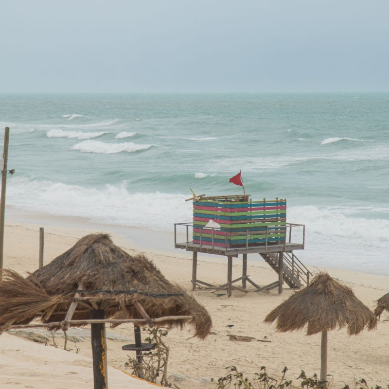 a cancun beach on a windy day 