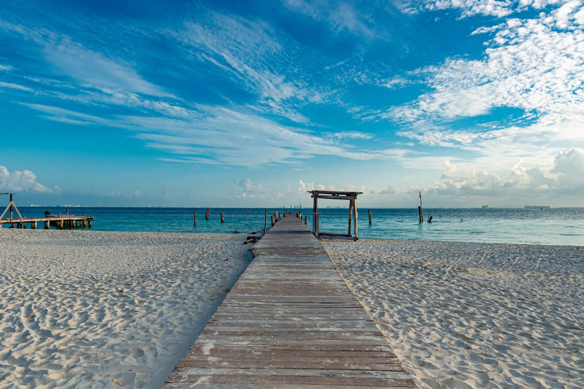 Deserted Playa Norte Beach on the Island of Isla Mujeres, Mexico