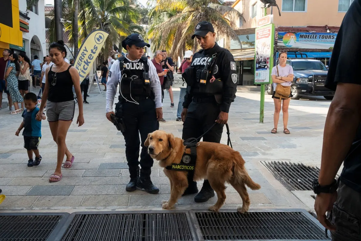 police officers and k9 in playa del carmen