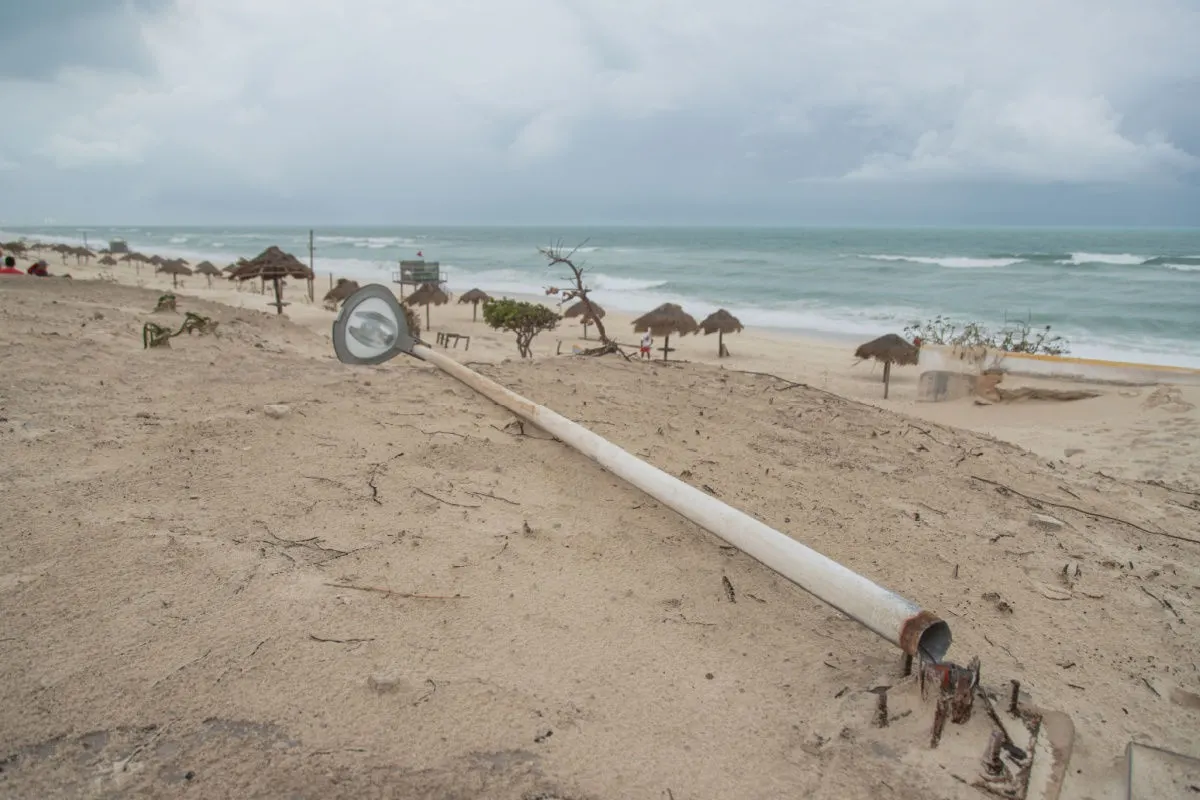 a beach in cancun after a hurricane