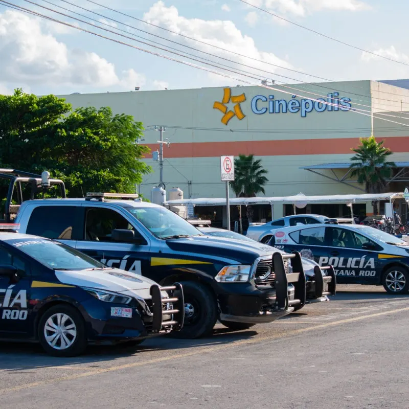 police cars in cozumel parking lot 