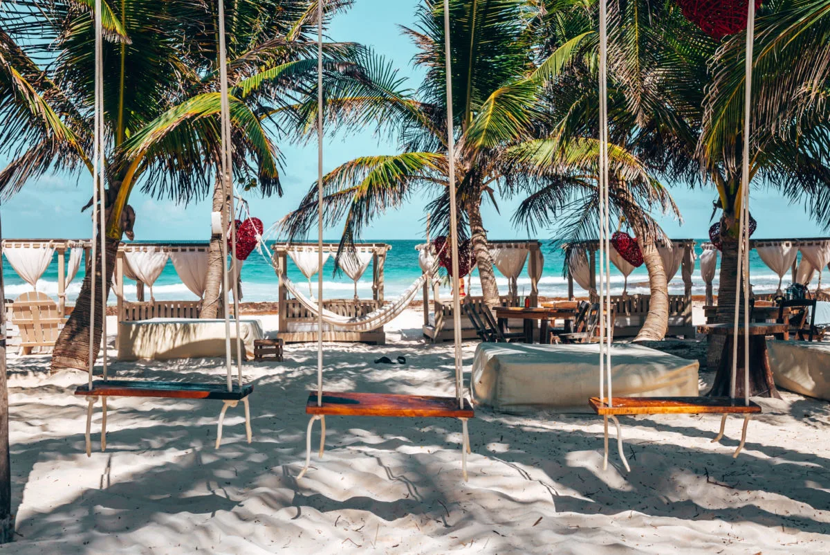 Swings on a Beach in Tulum, Mexico