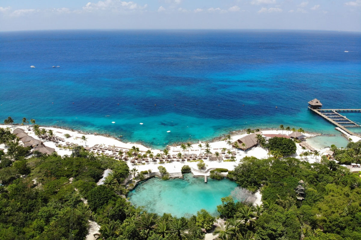 aerial view of a resort area on cozumel 