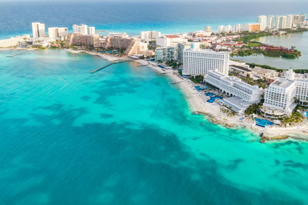 aerial view of cancun's resort area 