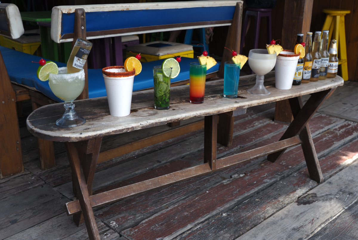 Drinks Displayed Outside of a Bar in Cancun, Mexico