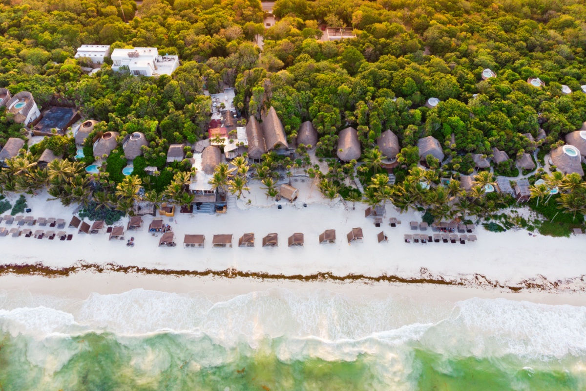 aerial view of a new resort area in tulum