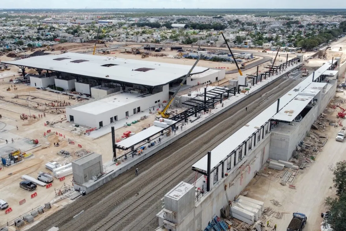 Work at the Playa del Carmen Maya Train terminal, a few days after its inauguration.