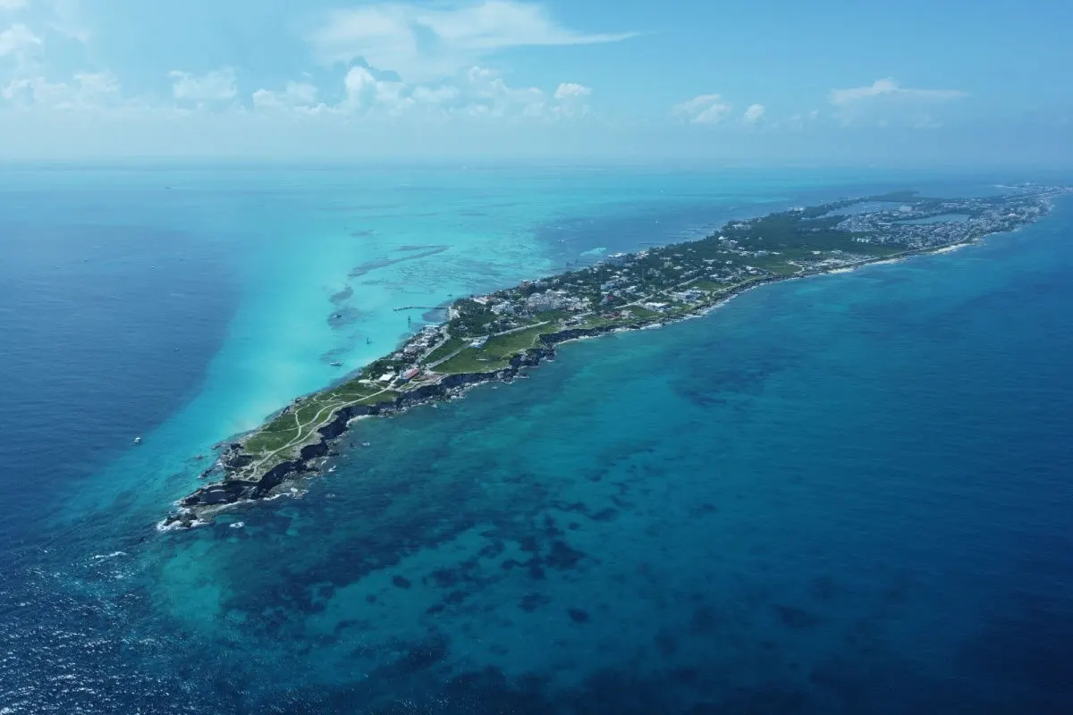 aerial view of the popular isla mujeres island