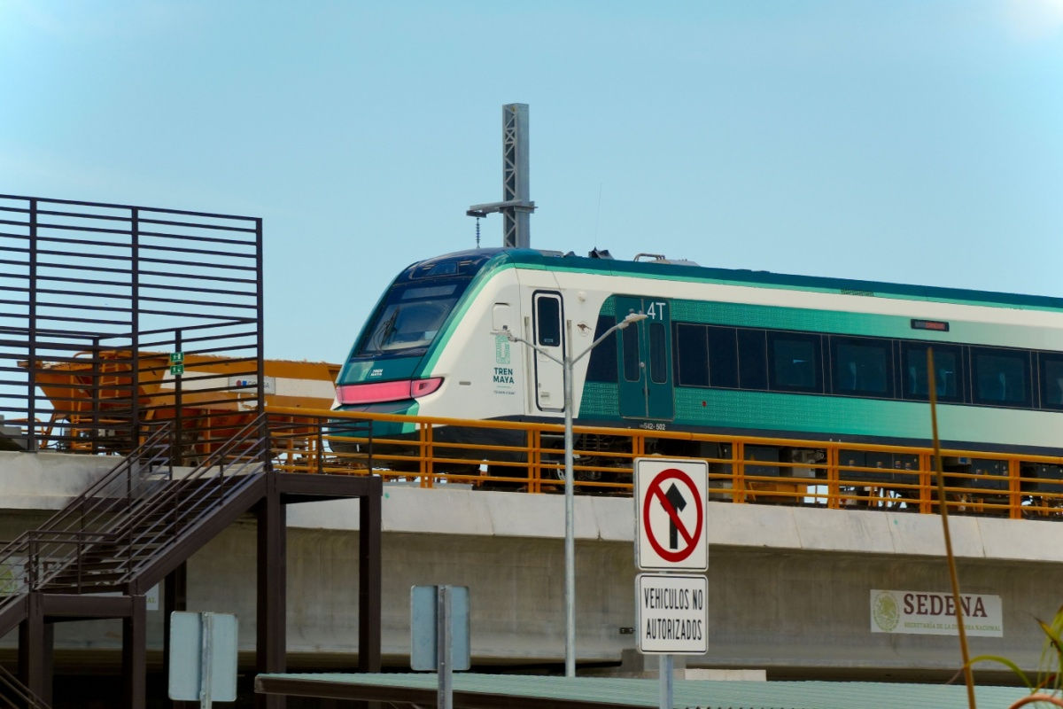 the maya train on a track in tulum 