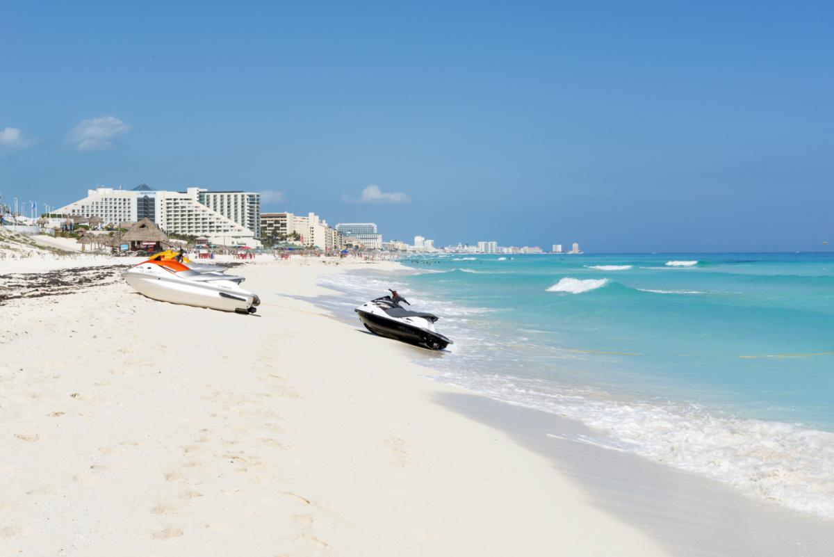 Jet Skis on a Beach in Cancun, Mexico