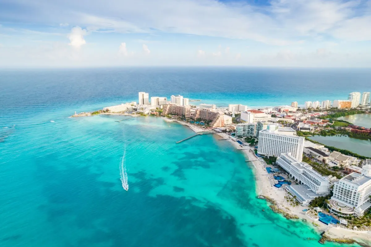 aerial view of the cancun resort zone