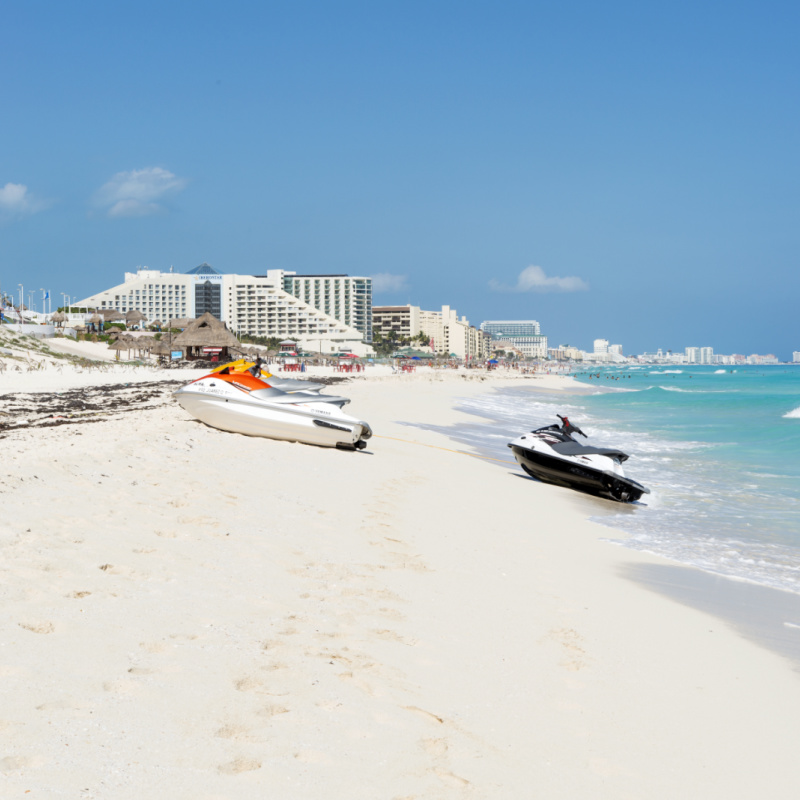 Jet Skis on a Beach in Cancun, Mexico