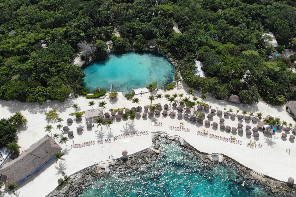 aerial view of a beach in cozumel 