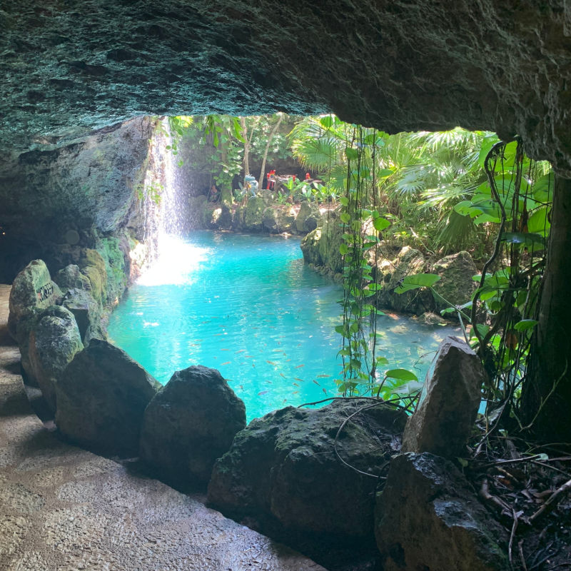 Waterfall at Xenses Theme Park in Mexico