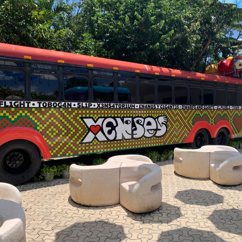 Xenses Bus Parked in Dining Area