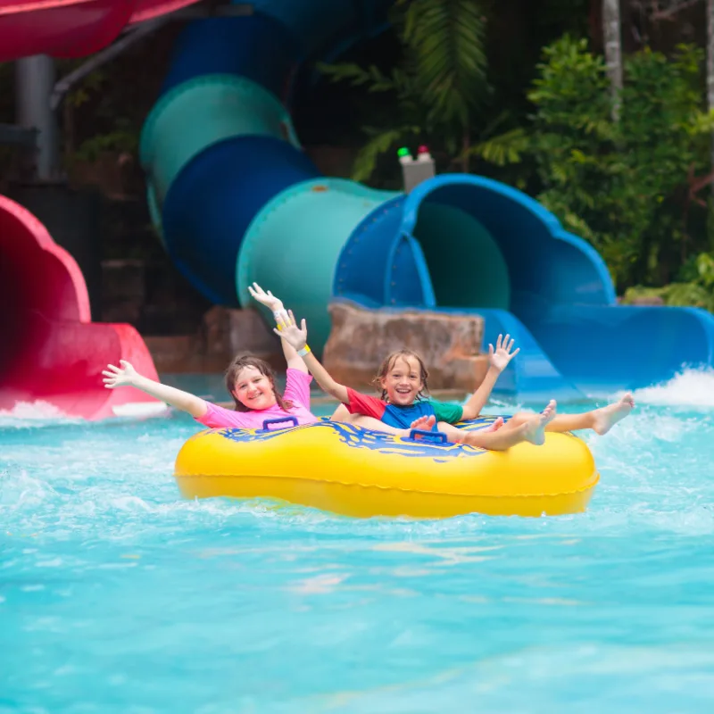 Kids on a Water Slide