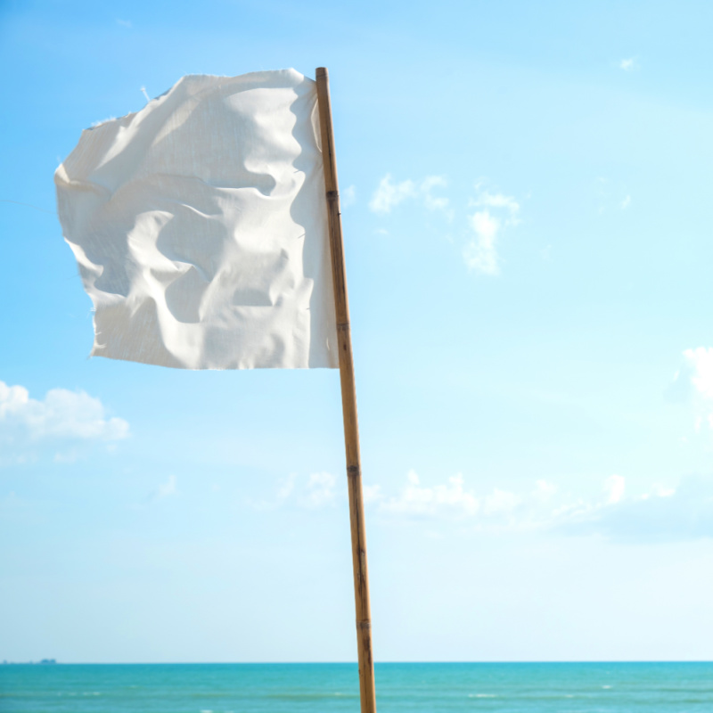 White Beach Warning Flag to Warn of Dangerous Marine Life