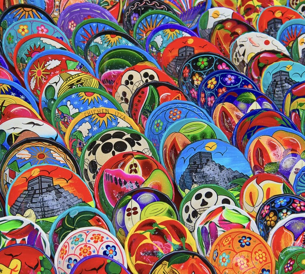 Plates at Cancun market