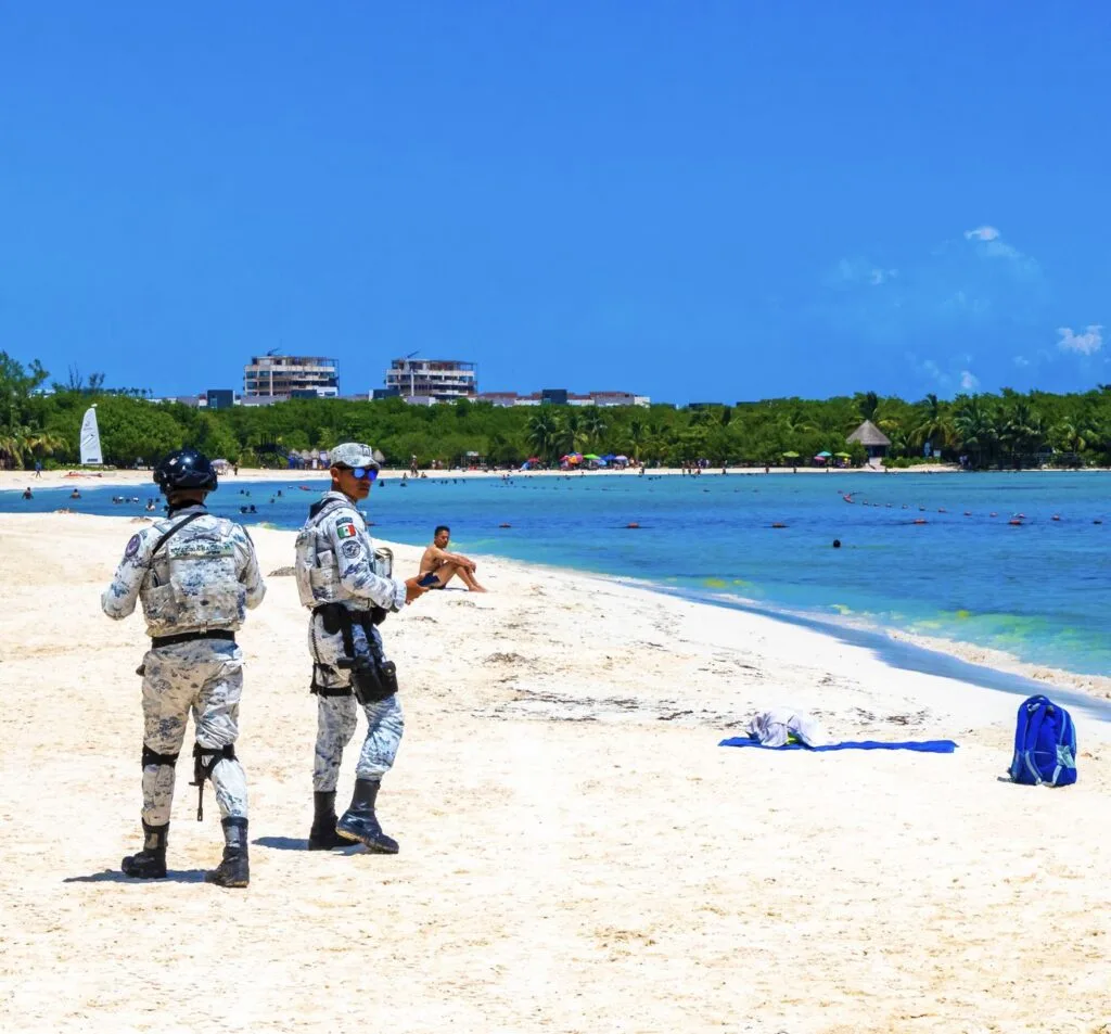 Military on cancun beach