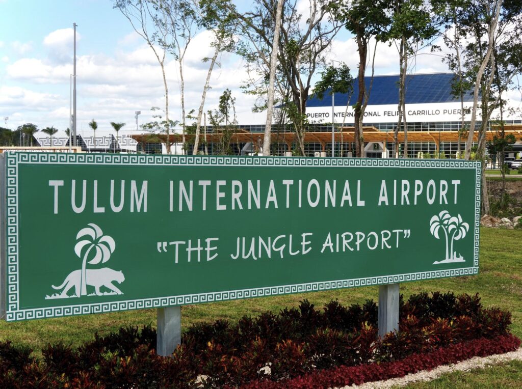 Tulum airport sign