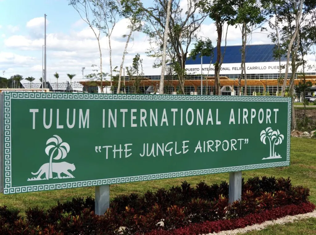 Tulum airport sign