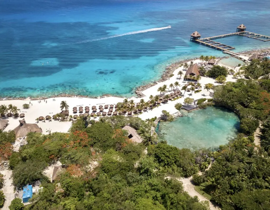 Aerial view of Chankanaab Park in Cozumel, Mexico