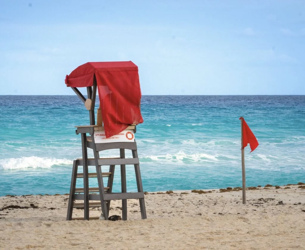 Red flag on beach