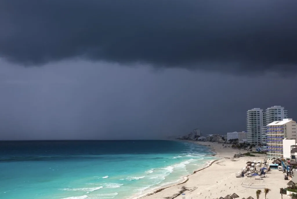 Cancun storm dark clouds
