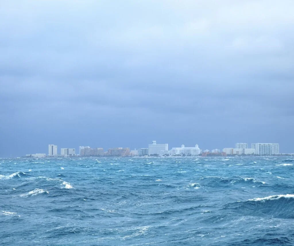 Cancun storm rough sea big waves