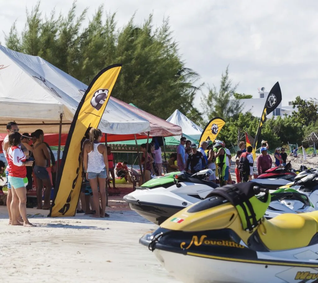 Jetski rental stand on cancun beach