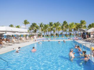 Tourists in Cancun hotel pool