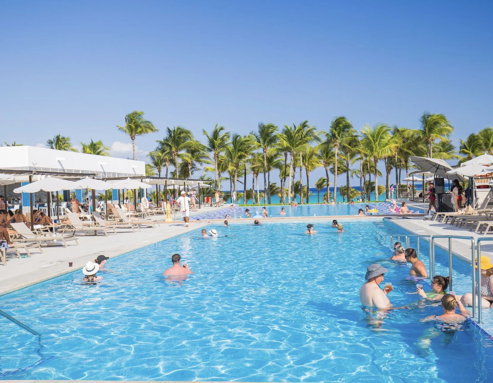 Tourists in Cancun hotel pool