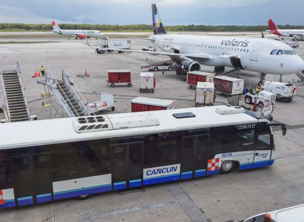 Bus waits for passengers at cancun airport