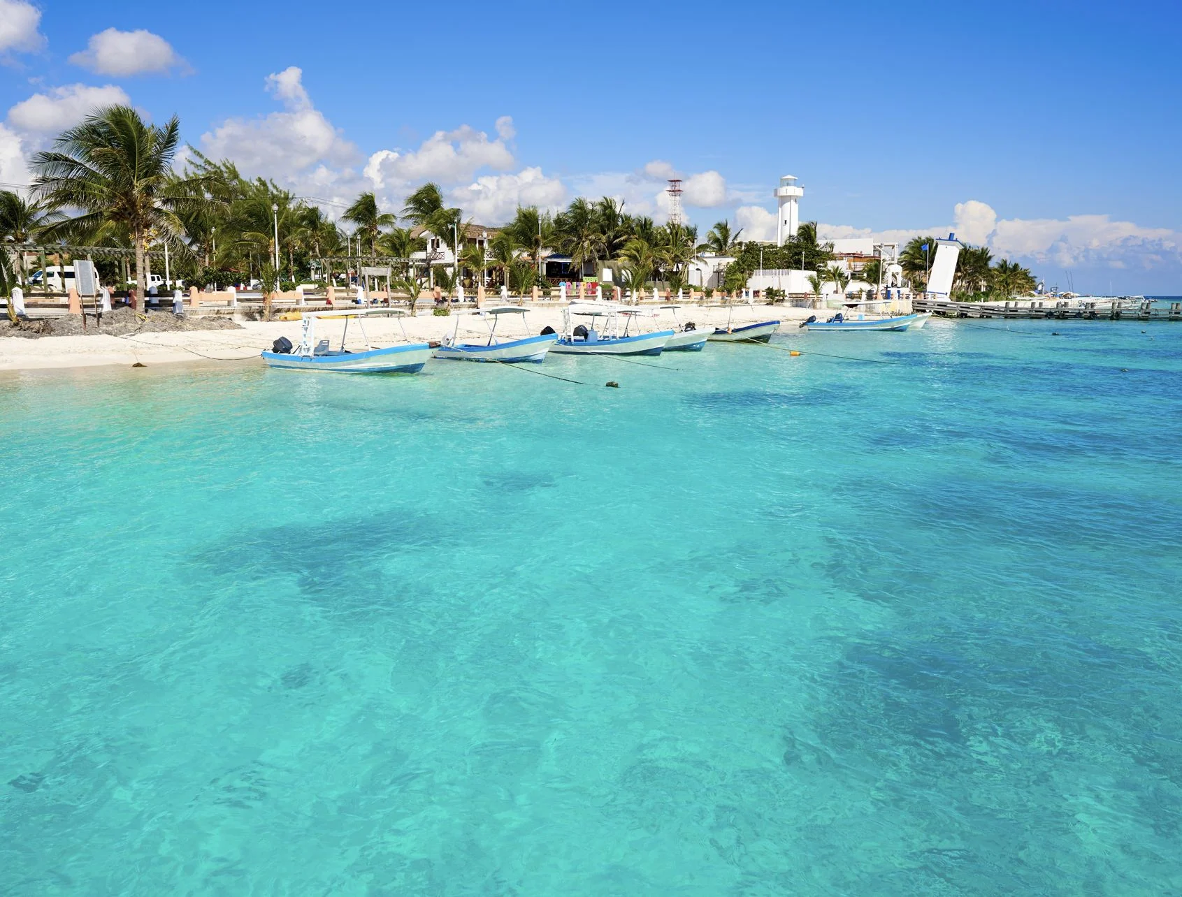 Puerto Morelos beach in Mayan Riviera Maya of Mexico