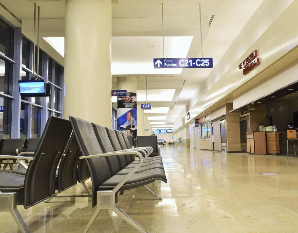 Quiet Cancun Airport at night