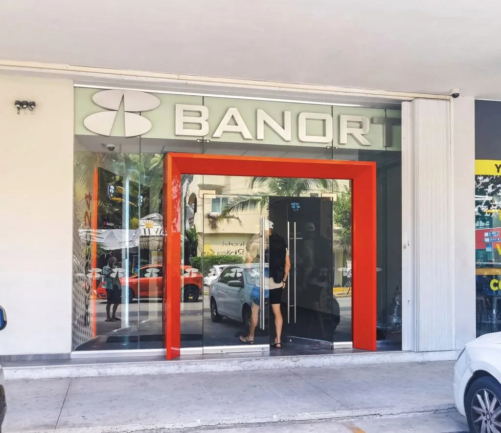 Tourists at Bank In Cancun