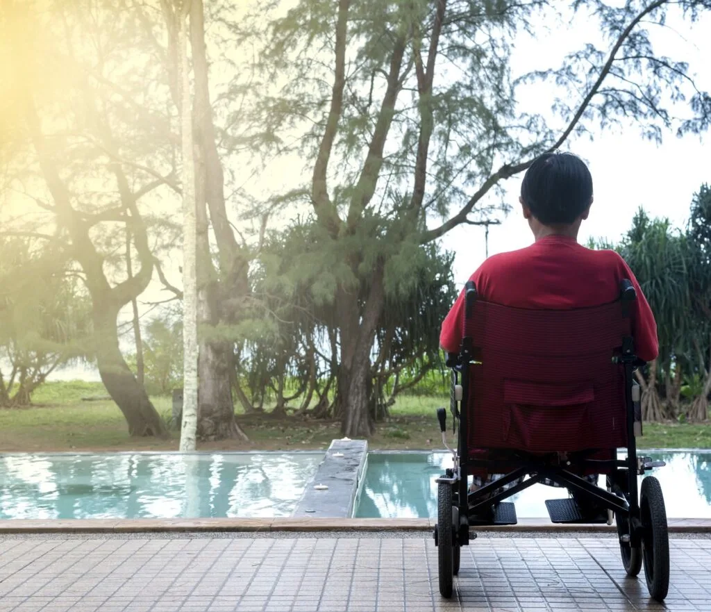 Wheelchair at pool