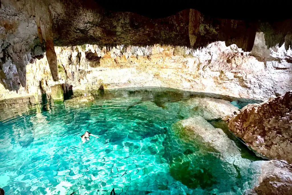 Aktun Chen, Riviera Maya, Quintana Roo,Mexico. Cenote Aktun Chen pool shot.