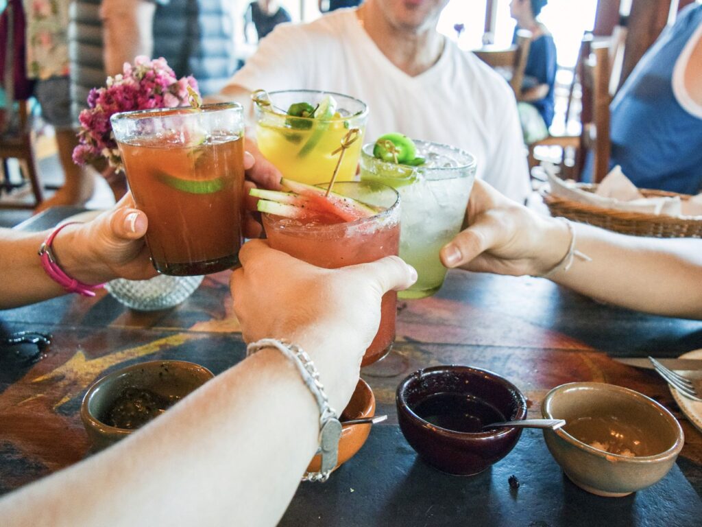 Cheers in Mexican restaurant