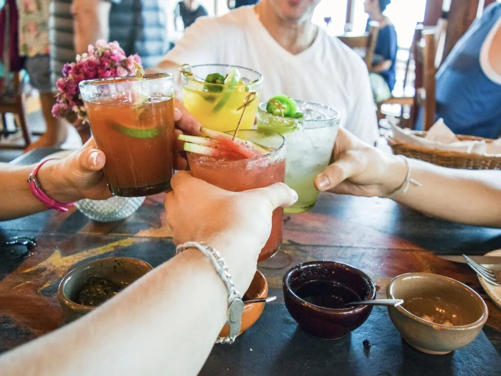 Cheers in Mexican restaurant