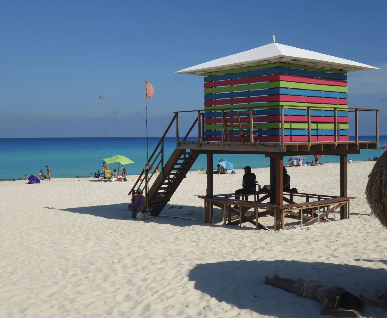 Playa delfines beach with lifeguard tower