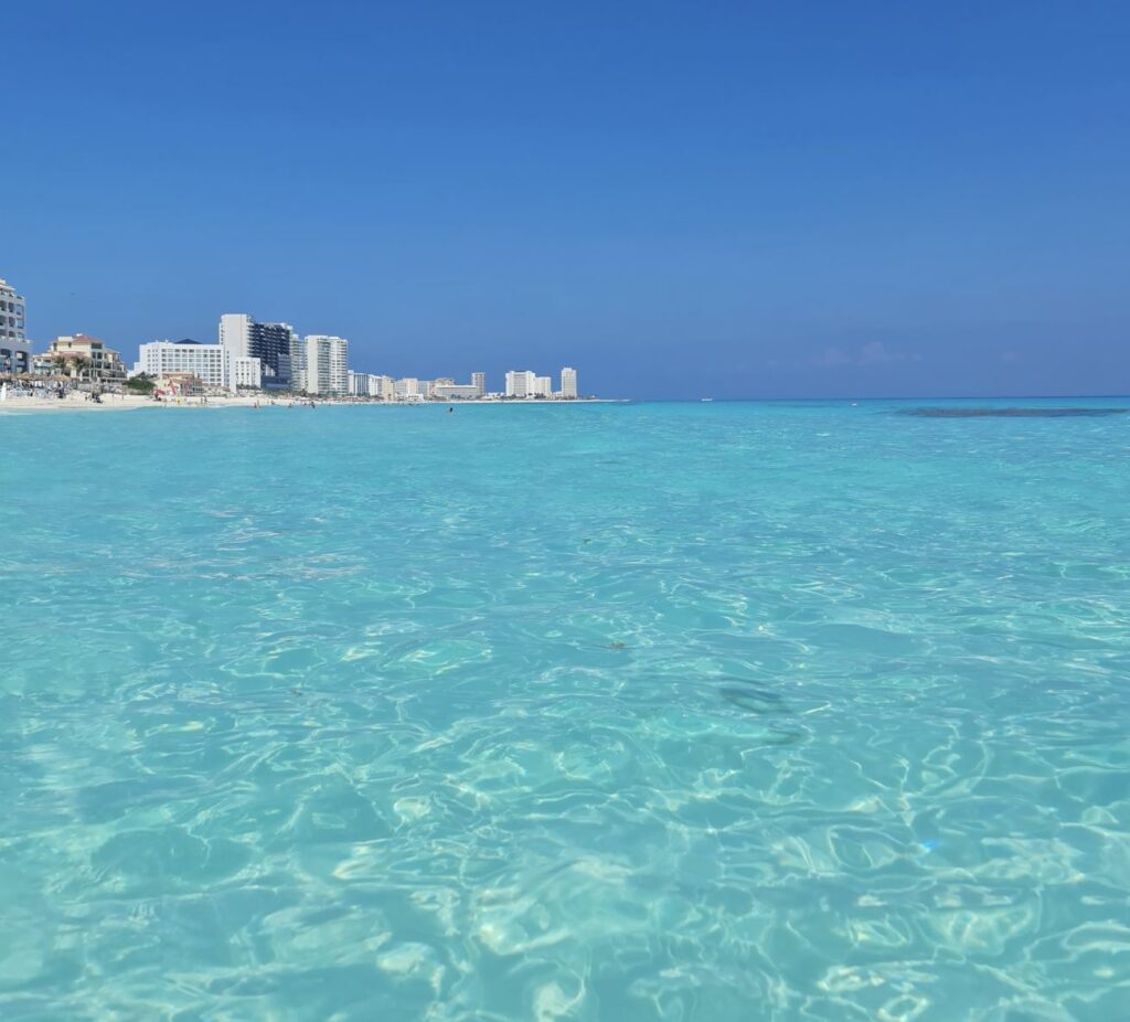 Cancun beach clear water