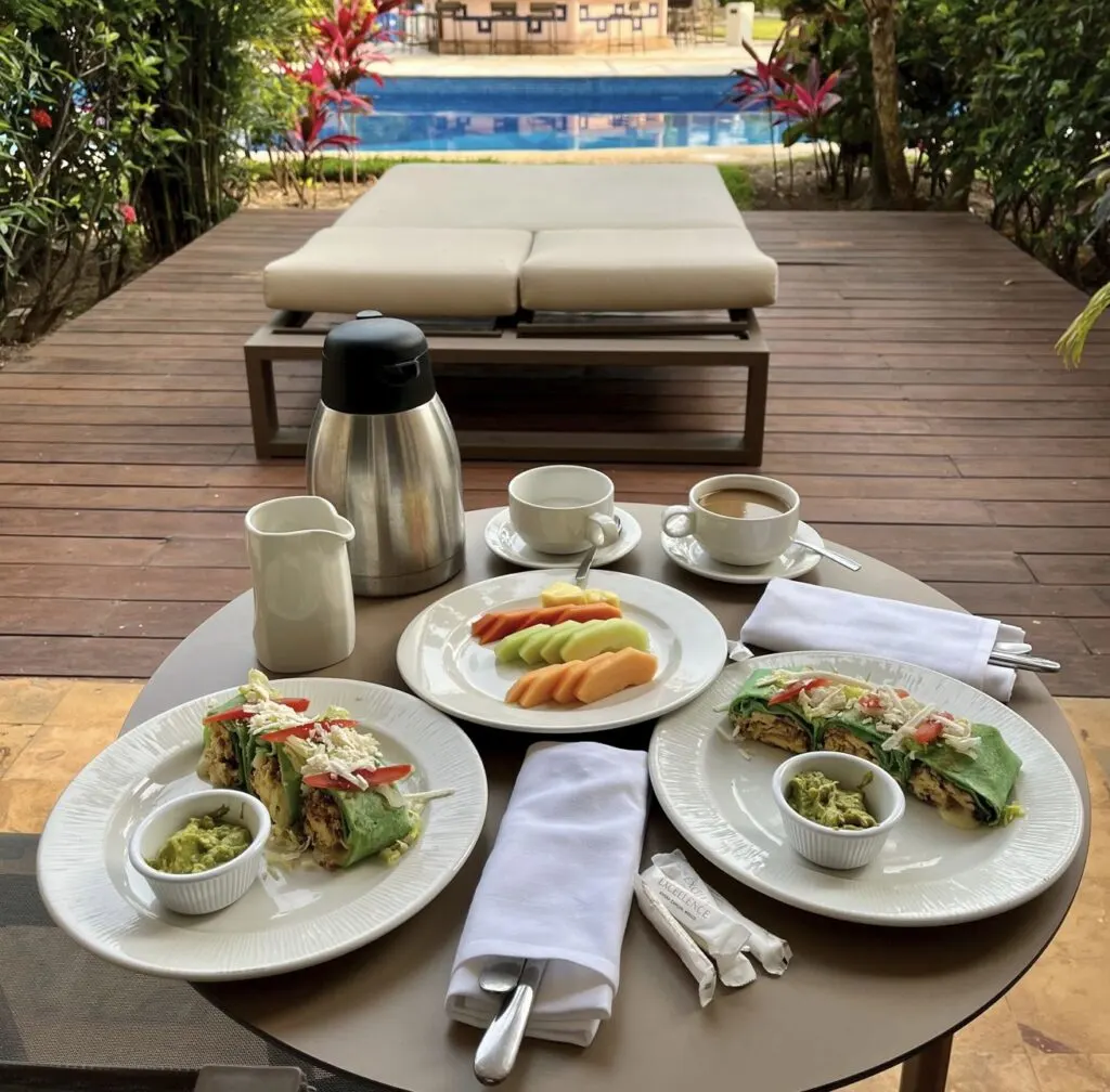 Room service breakfast on balcony