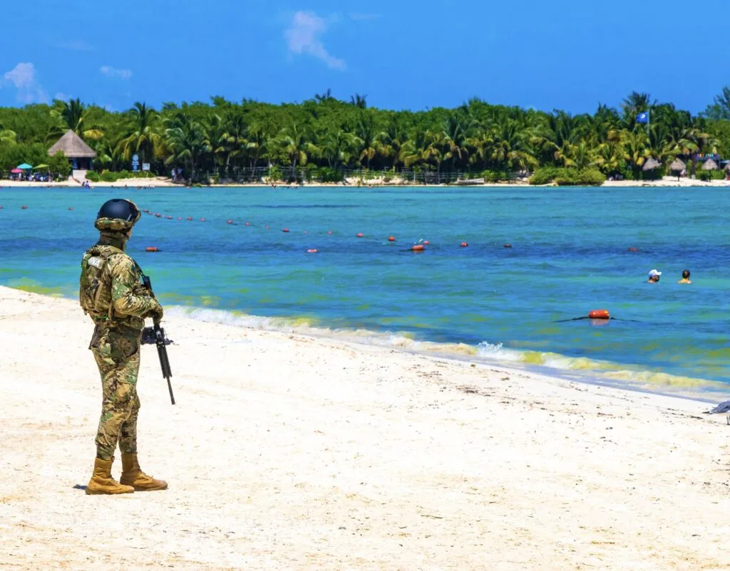 Solider on beach