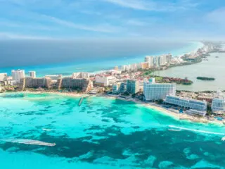 Aerial view of Cancun Hotel Zone