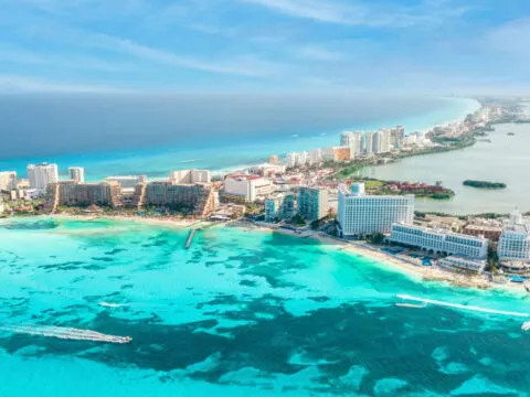 Aerial view of Cancun Hotel Zone