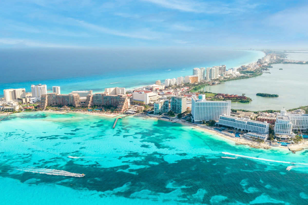 Aerial view of Cancun Hotel Zone